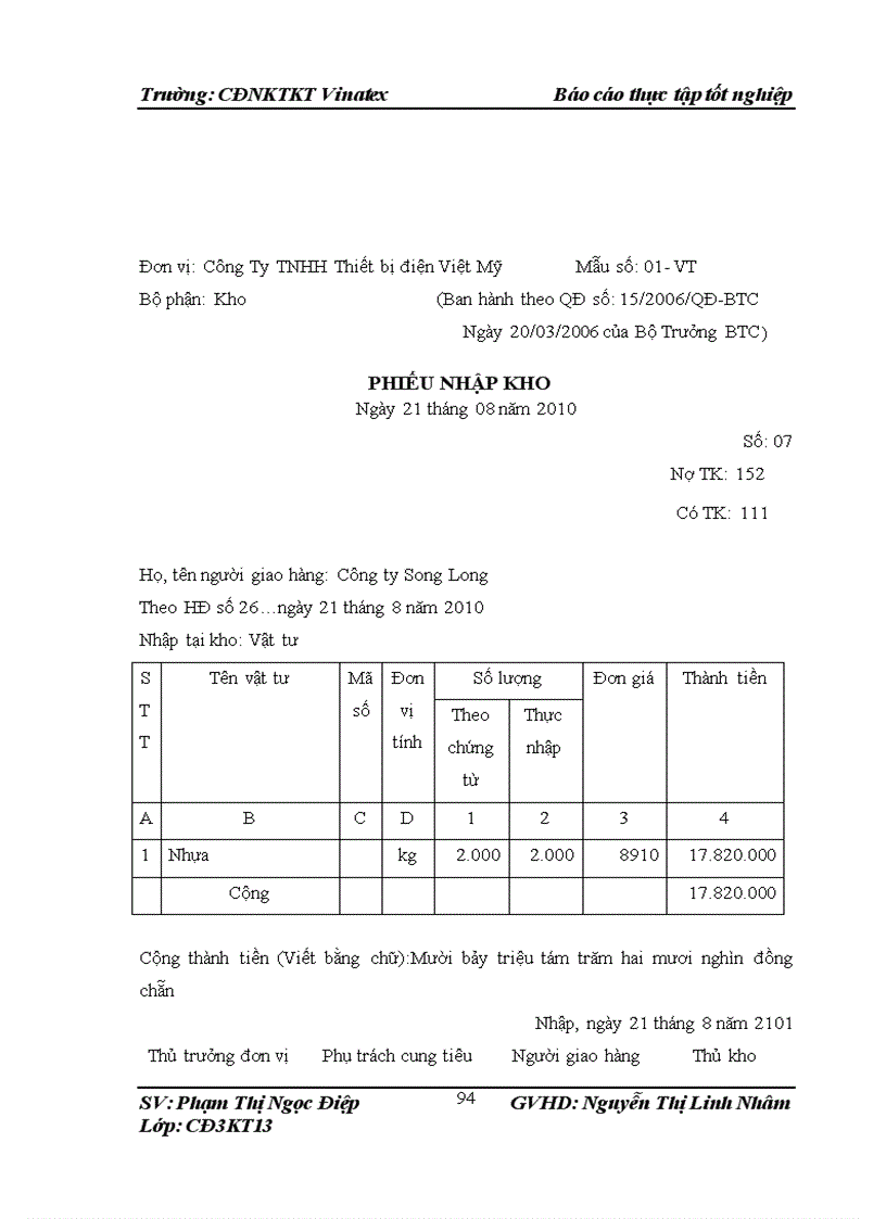 image for page Tổ chức công tác kế toán tại Công ty TNHH thiết bị điện Việt Mỹ