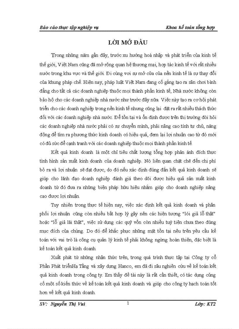 image for page Kế toán kết quả kinh doanh tại Công ty cổ Phần Phát triển Hạ Tầng và Xây Dựng Hanco 1