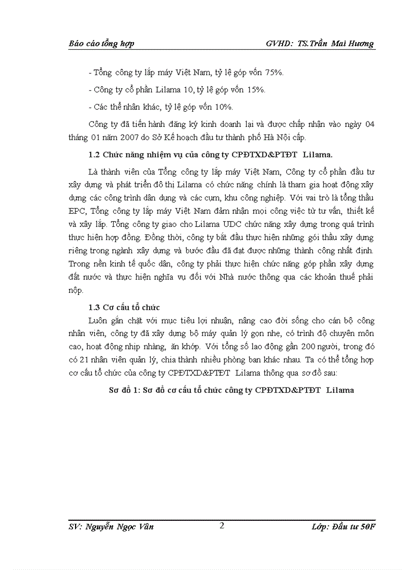 image for page Thực trạng các hoạt động đầu tư của Công ty cổ phần đầu tư xây dựng và phát triển đô thị Lilama 1