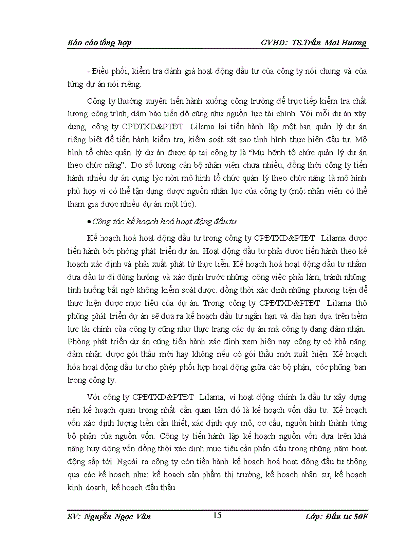 image for page Thực trạng các hoạt động đầu tư của Công ty cổ phần đầu tư xây dựng và phát triển đô thị Lilama 1