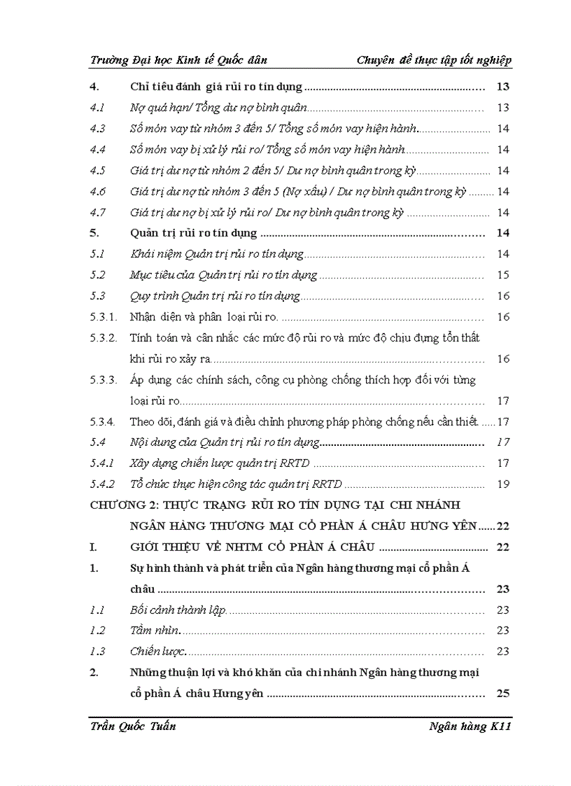 image for page Phòng ngừa và hạn chế rủi ro tín dụng tại Chi nhánh Ngân hàng thương mại cổ phần Á Châu tỉnh Hưng Yên 3