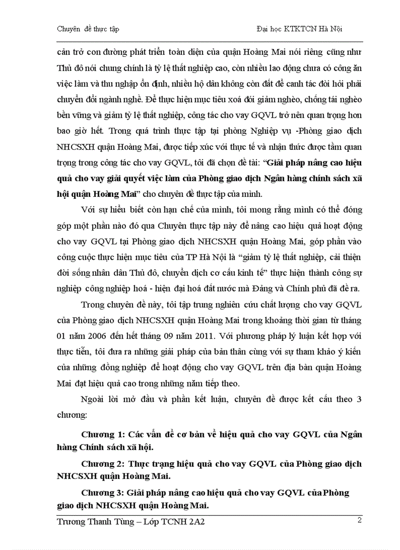 image for page Giải pháp nâng cao hiệu quả cho vay giải quyết việc làm của Phòng giao dịch Ngân hàng chính sách xã hội quận Hoàng Mai 1