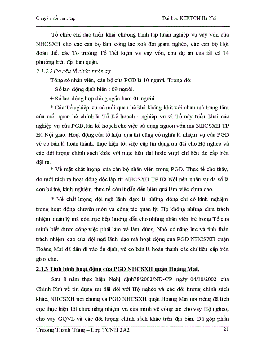 image for page Giải pháp nâng cao hiệu quả cho vay giải quyết việc làm của Phòng giao dịch Ngân hàng chính sách xã hội quận Hoàng Mai 1