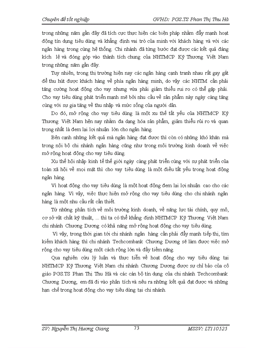 image for page Mở rộng cho vay tiêu dùng tại NHTMCP Kỹ Thương Việt Nam chi nhánh Chương Dương 1