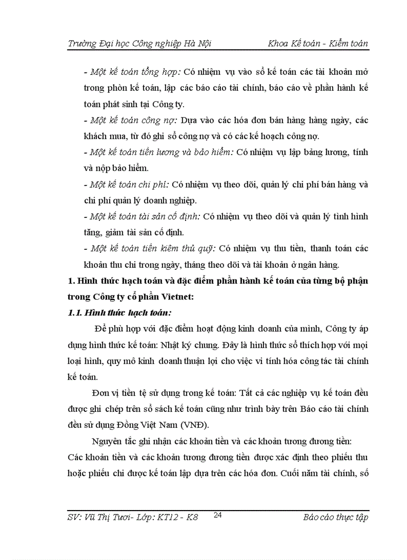 image for page Hình thức hạch toán và đặc điểm phần hành kế toán của từng bộ phận trong Công ty cổ phần Vietnet 1