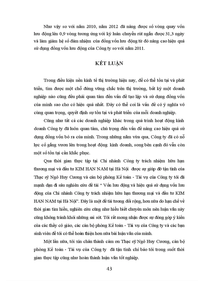 image for page Thực trạng công tác quản lý và sử dụng vốn lưu động tại chi nhánh công ty trách nhiệm hữu hạn thương mại và đầu tư kim han nam tại hà nội
