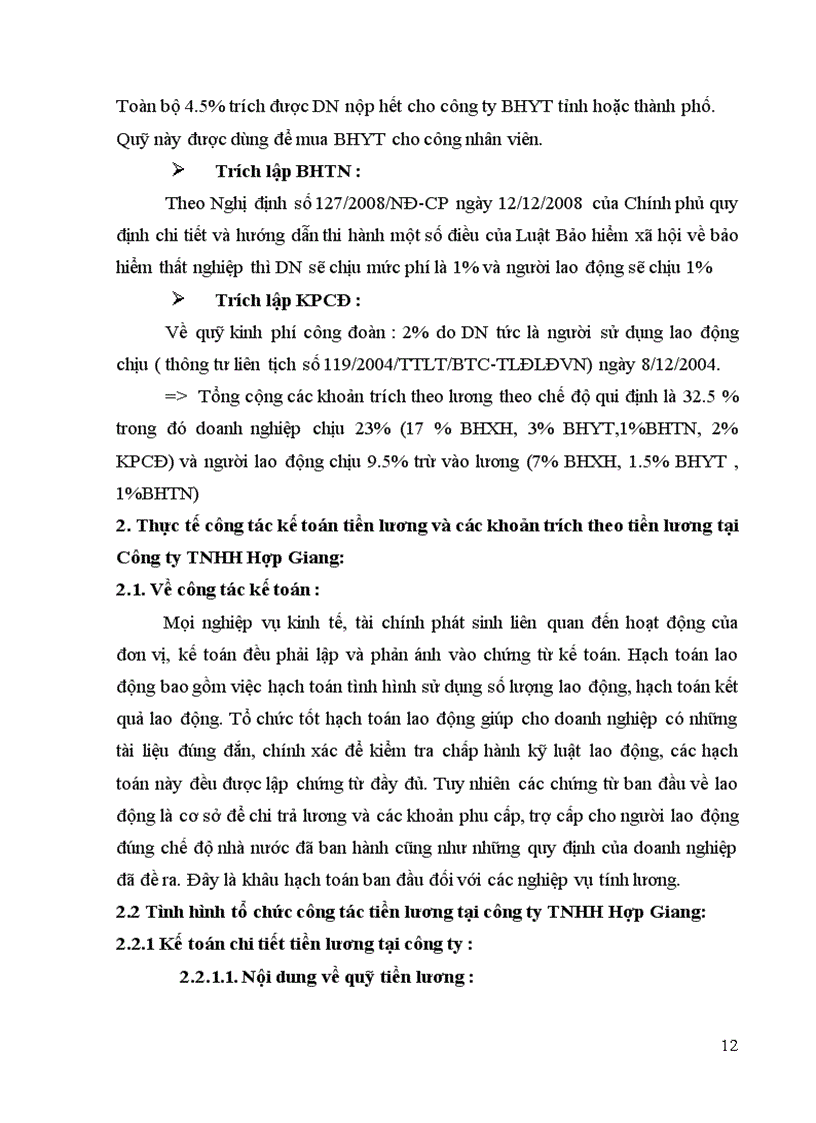 image for page Thực tế công tác kế toán tiền lương và các khoản trích theo lương tại công ty tnhh hợp giang