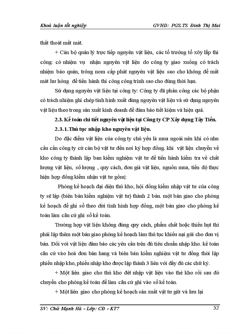 image for page Hoàn thiện kế toán nguyên vật liệu tại công TY Cổ phần xây dựng Tây Tiến