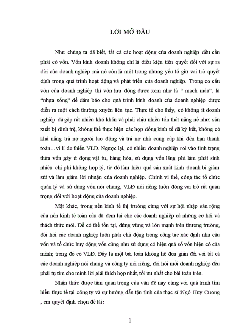 image for page Thực trạng công tác quản lý và sử dụng vốn lưu động tại chi nhánh công ty trách nhiệm hữu hạn thương mại và đầu tư kim han nam tại hà nội 1