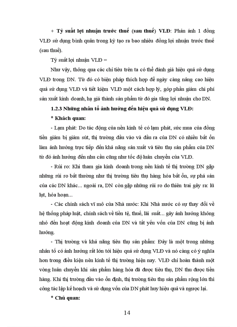image for page Thực trạng công tác quản lý và sử dụng vốn lưu động tại chi nhánh công ty trách nhiệm hữu hạn thương mại và đầu tư kim han nam tại hà nội 1