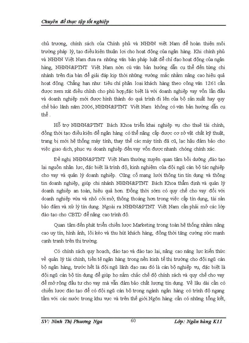 image for page NÂNG CAO CHấT LƯợNG HOạT ĐộNG CHO VAY ĐốI VớI DOANH NGHIệP TạI CHI NHáNH NGÂN HàNG NNPTNT BáCH KHOA