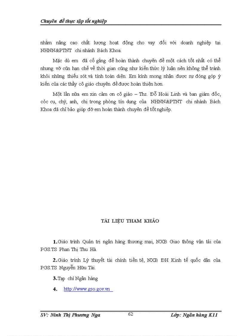 image for page NÂNG CAO CHấT LƯợNG HOạT ĐộNG CHO VAY ĐốI VớI DOANH NGHIệP TạI CHI NHáNH NGÂN HàNG NNPTNT BáCH KHOA