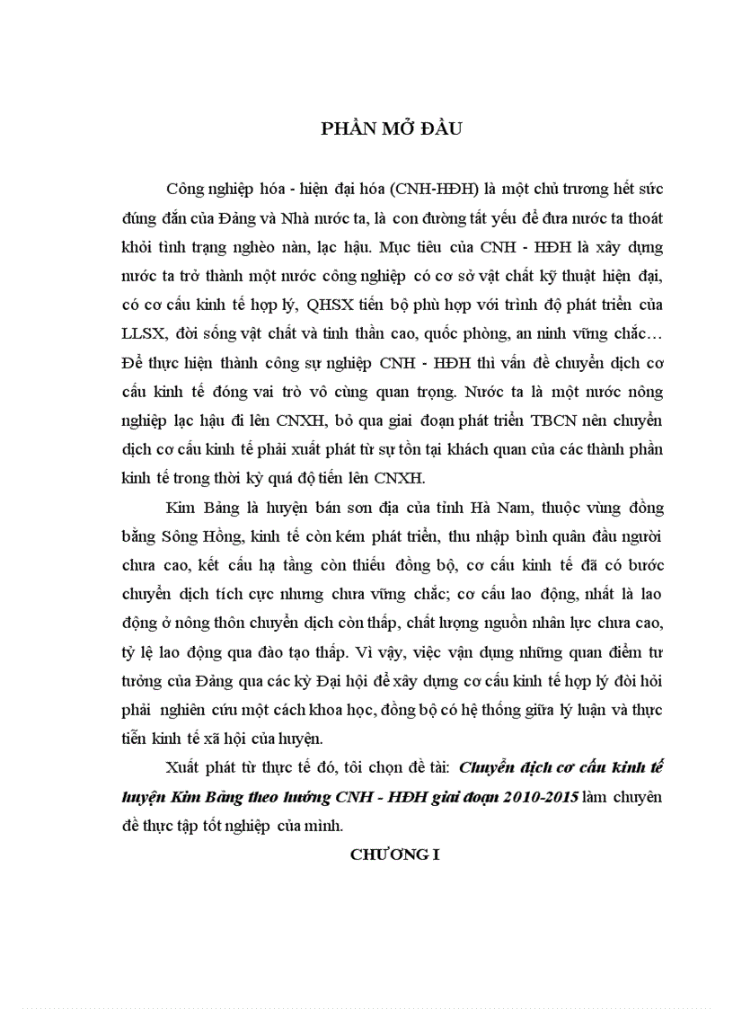 image for page Chuyển dịch cơ cấu kinh tế huyện Kim Bảng theo hướng CNH HĐH giai đoạn 2010 2015