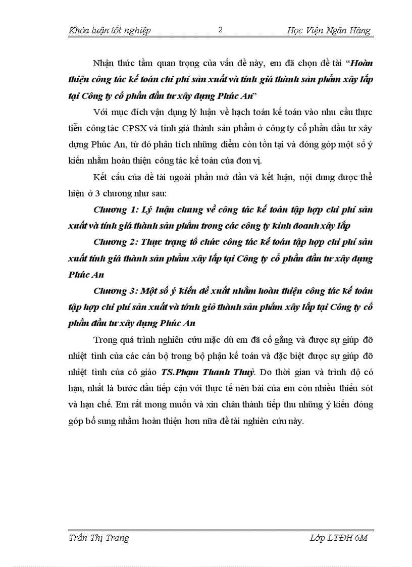 image for page Hoàn thiện công tác kế toán chi phí sản xuất và tính giá thành sản phẩm xây lắp tại Công ty cổ phần đầu tư xây dựng Phúc An