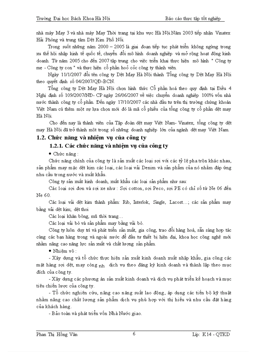 image for page Báo cáo thực tập tốt nghiệp tại Tổng Công ty Cổ Phần Dệt may Hà Nội