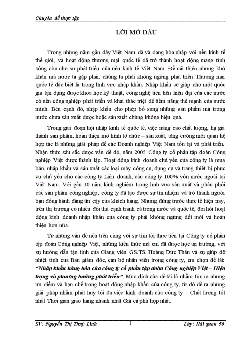 image for page Nhập khẩu hàng hóa của công ty cổ phần tập đoàn Công nghiệp Việt Hiện trạng và phương hướng phát triển