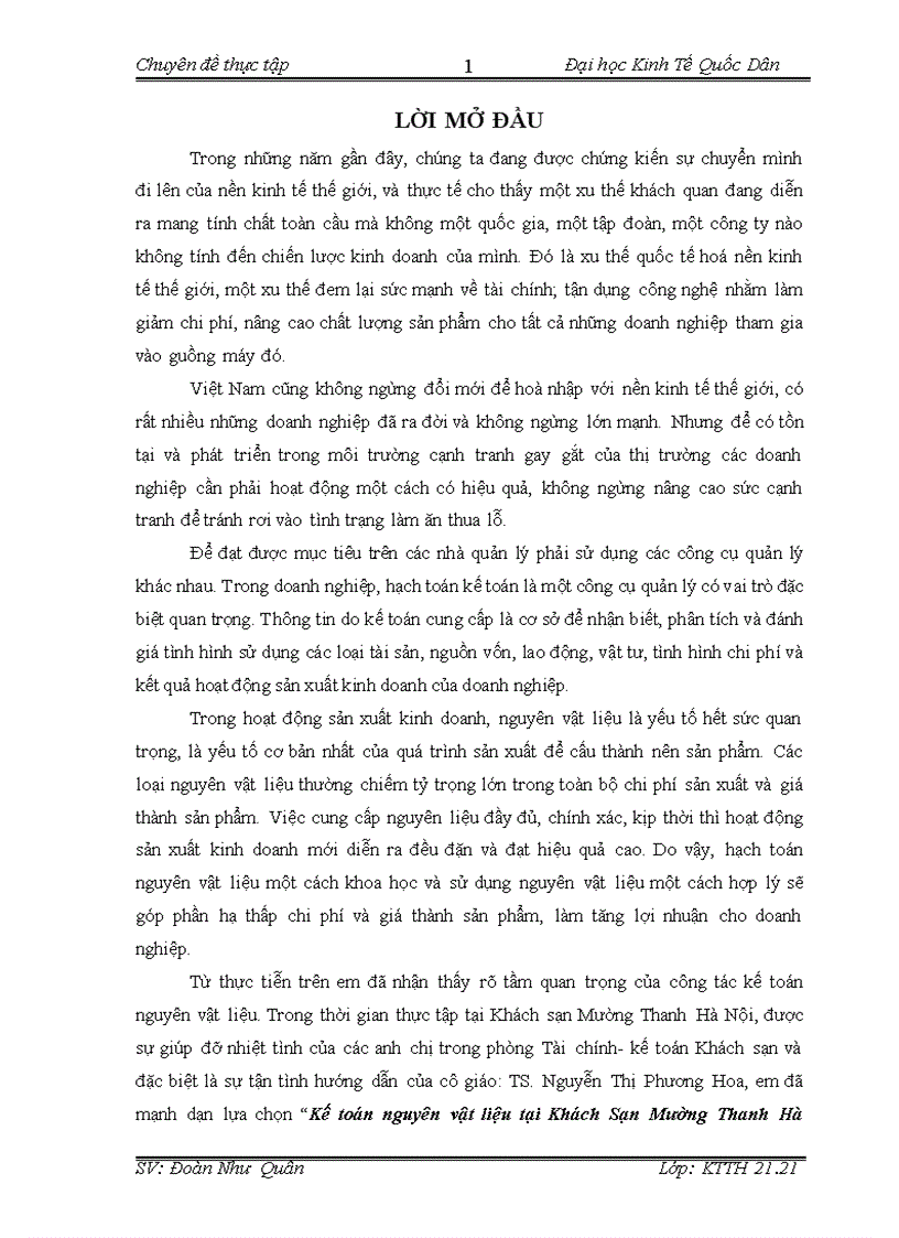 image for page Kế toán nguyên vật liệu tại Khách Sạn Mường Thanh Hà Nội 1