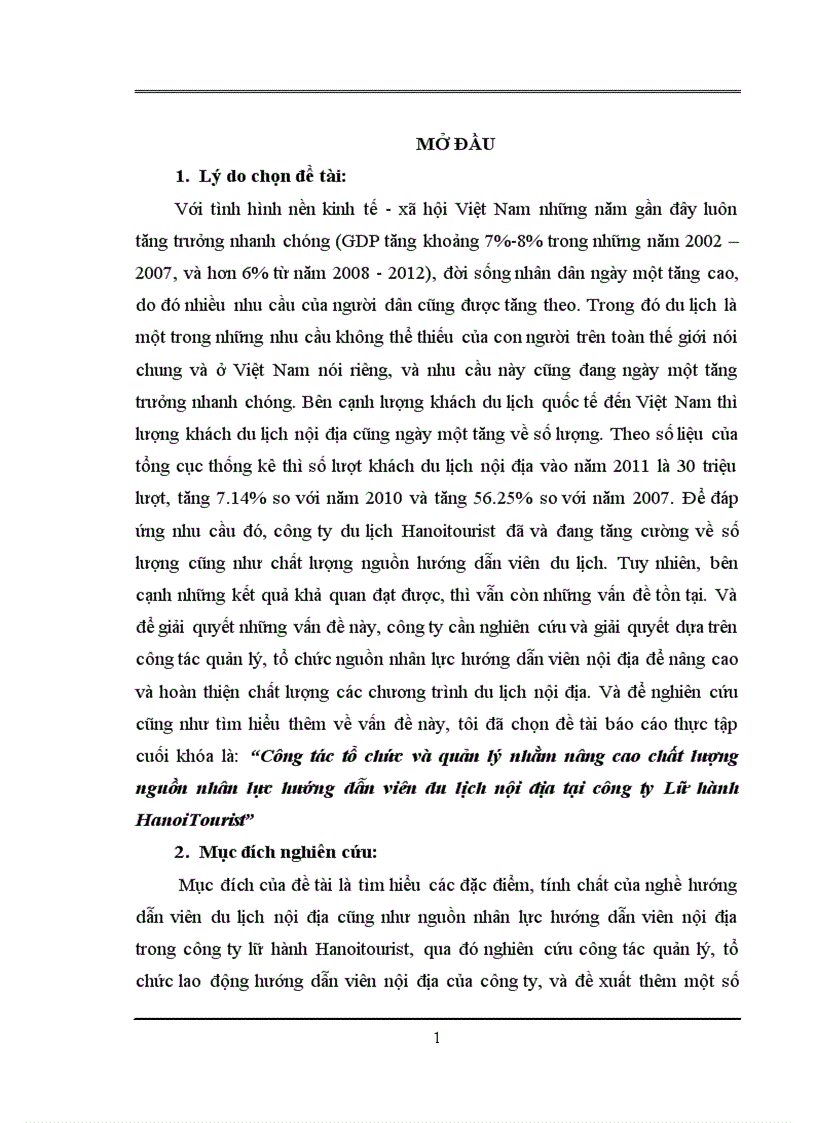 image for page Công tác tổ chức và quản lý nhằm nâng cao chất lượng nguồn nhân lực hướng dẫn viên du lịch nội địa tại công ty Lữ hành HanoiTourist 1