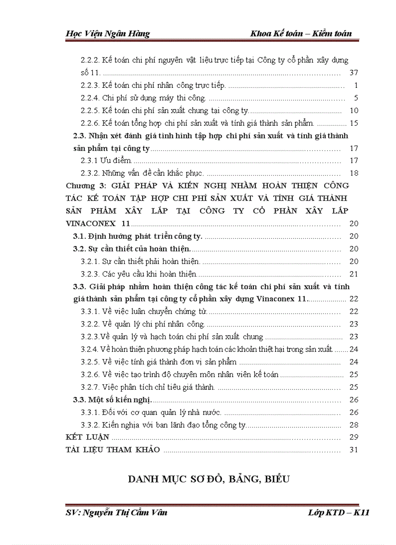 Tổ chức kế toán tập hợp chi phí và tính giá thành sản phẩm sản xuất tại Công ty Cổ Phần Xây Dựng số 11 Vinaconex 1