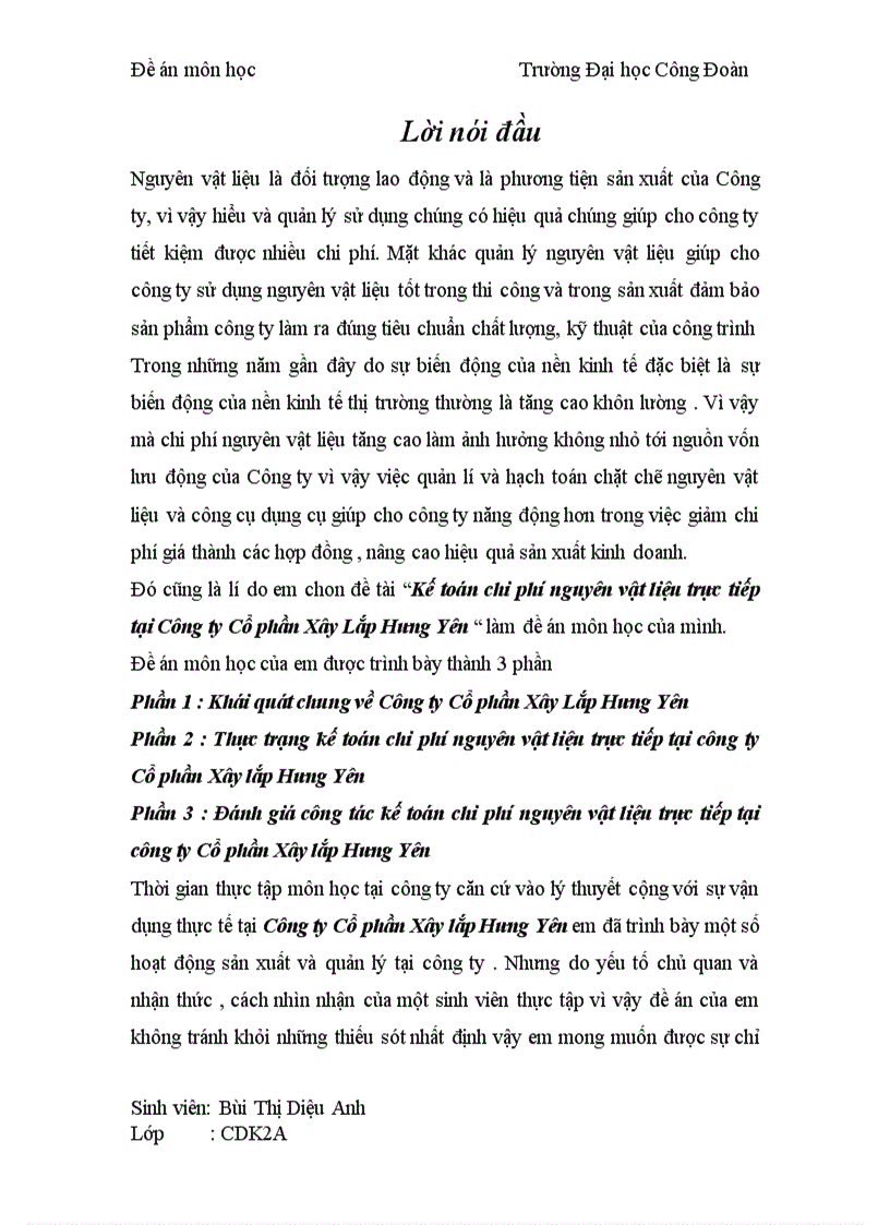 image for page Kế toán chi phí nguyên vật liệu trực tiếp tại Công ty Cổ phần Xây Lắp Hưng Yên 1