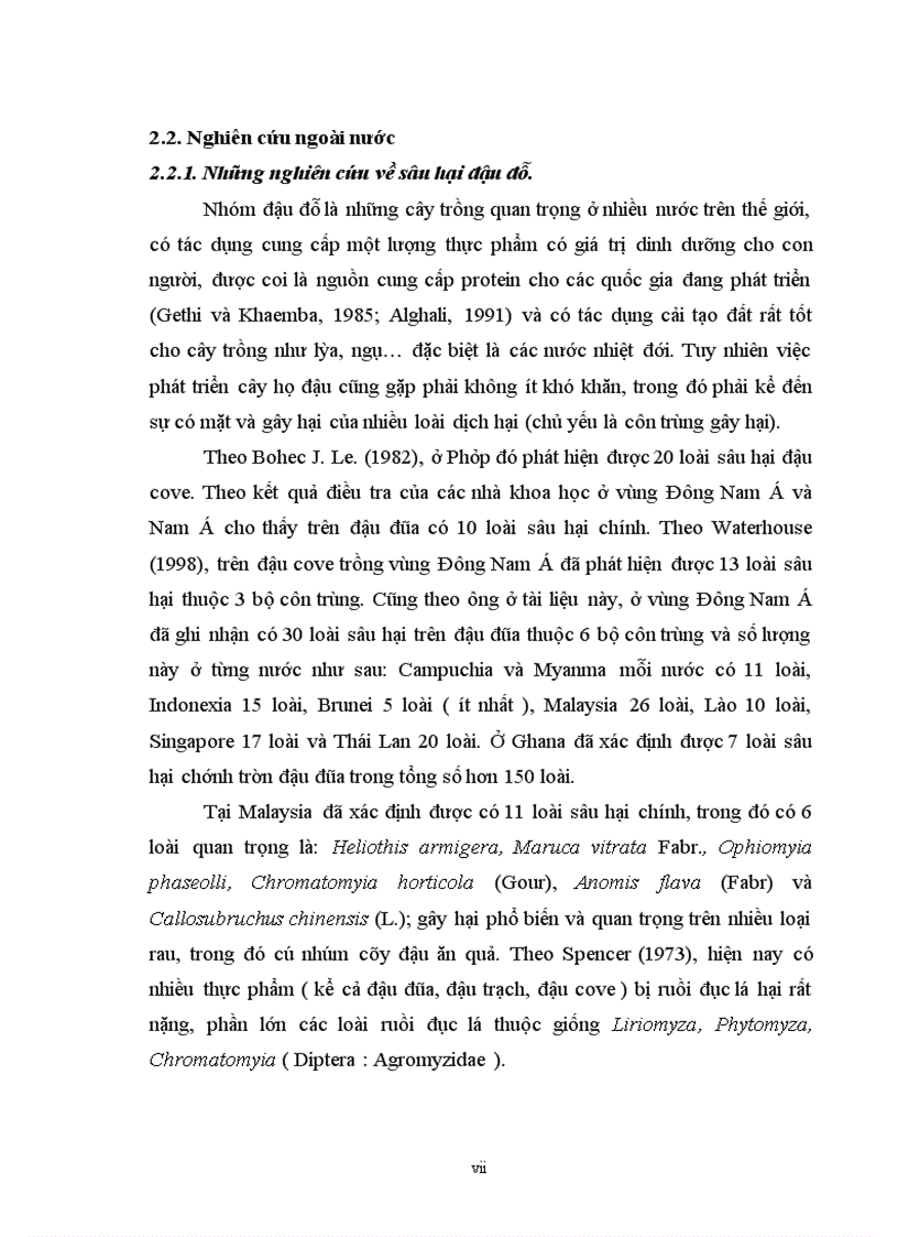 image for page Nghiên cứu đặc điểm sinh vật học và diễn biến mật độ của sâu đục quả Maruca vitrata Fabr hại cây đậu đũa vụ Xuân hè 2011 và biện pháp hóa học phòng trừ tại Gia Lâm Hà Nội