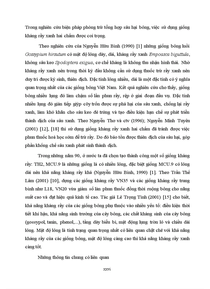 image for page Tìm hiểu mối quan hệ giữa một số đặc điểm hình thái và khả năng kháng rầy xanh hai chấm amrassca devastans của một số giống bông