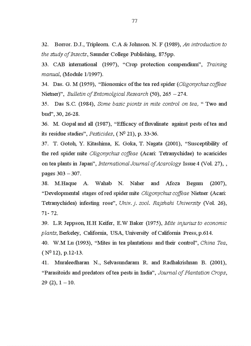 image for page Nghiên cứu một số đặc điểm sinh học sinh thái nhện đỏ nâu hại chè Oligonychus coffeae Nietner và biện pháp phòng trừ tại Ba Vì Hà Nội