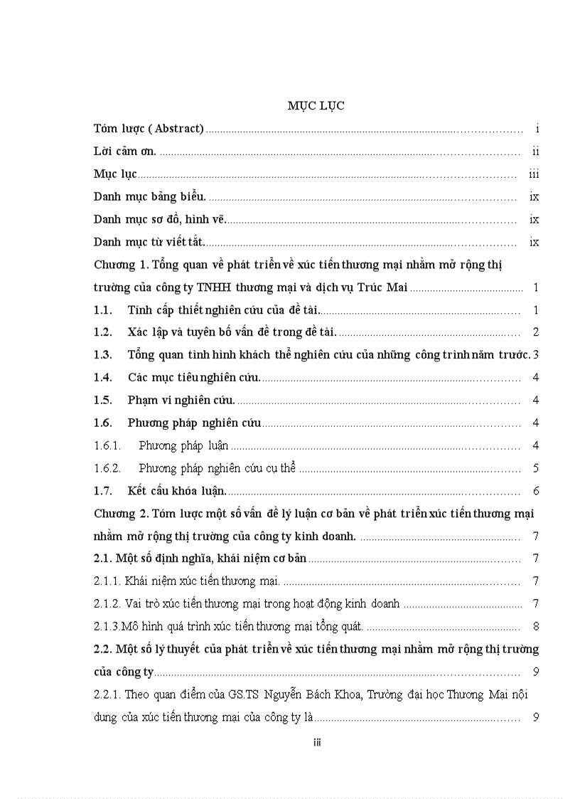 Phân tích các kết quả nghiên cứu về thực trạng phát triển xúc tiến thương mại nhằm mở rộng thị trường của công ty TNHH thương mại và dịch vụ Trúc Mai