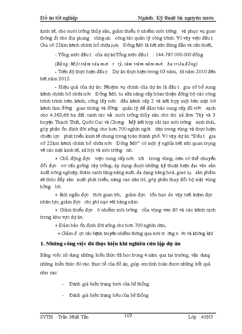 image for page Lập dự án cải tạo nâng cấp kênh chính Đồng Mô
