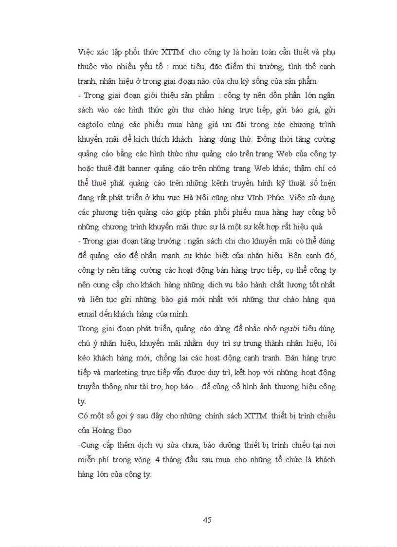 image for page Phát triển phối thức xúc tiến thương mại sản phẩm thiết bị trình chiếu của công ty Cổ phần Đầu tư Hoàng Đạo trên thị trường Miền Bắc