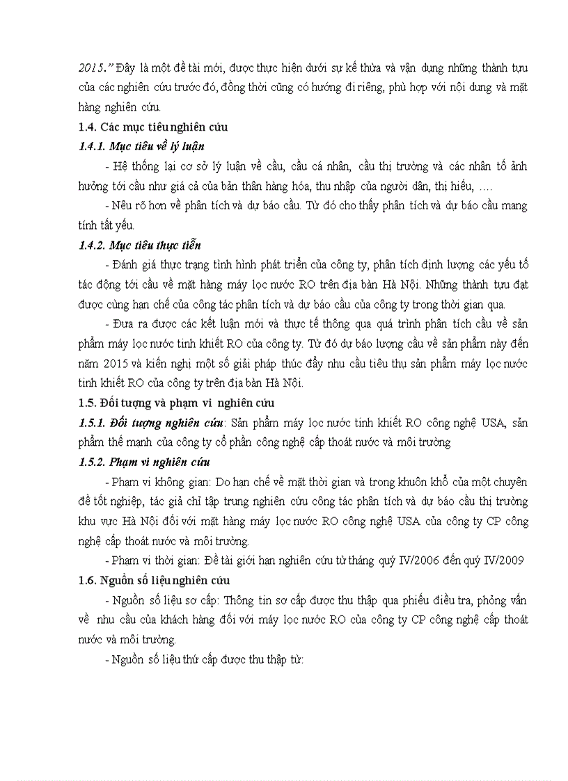 image for page Phân tích và dự báo cầu về sản phẩm máy lọc nước tinh khiết RO của công ty cổ phần Công nghệ cấp thoát nước và môi trường trên địa bàn Hà Nội đến năm 2015