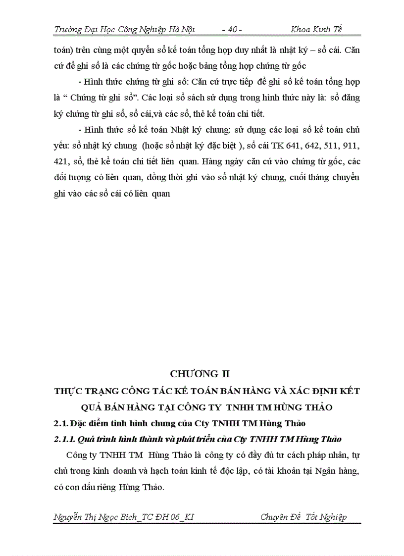 image for page Hoàn thiện kế toán bán hàng và xác định kết quả bán hàng tại công ty TNHH TM Hùng Thảo