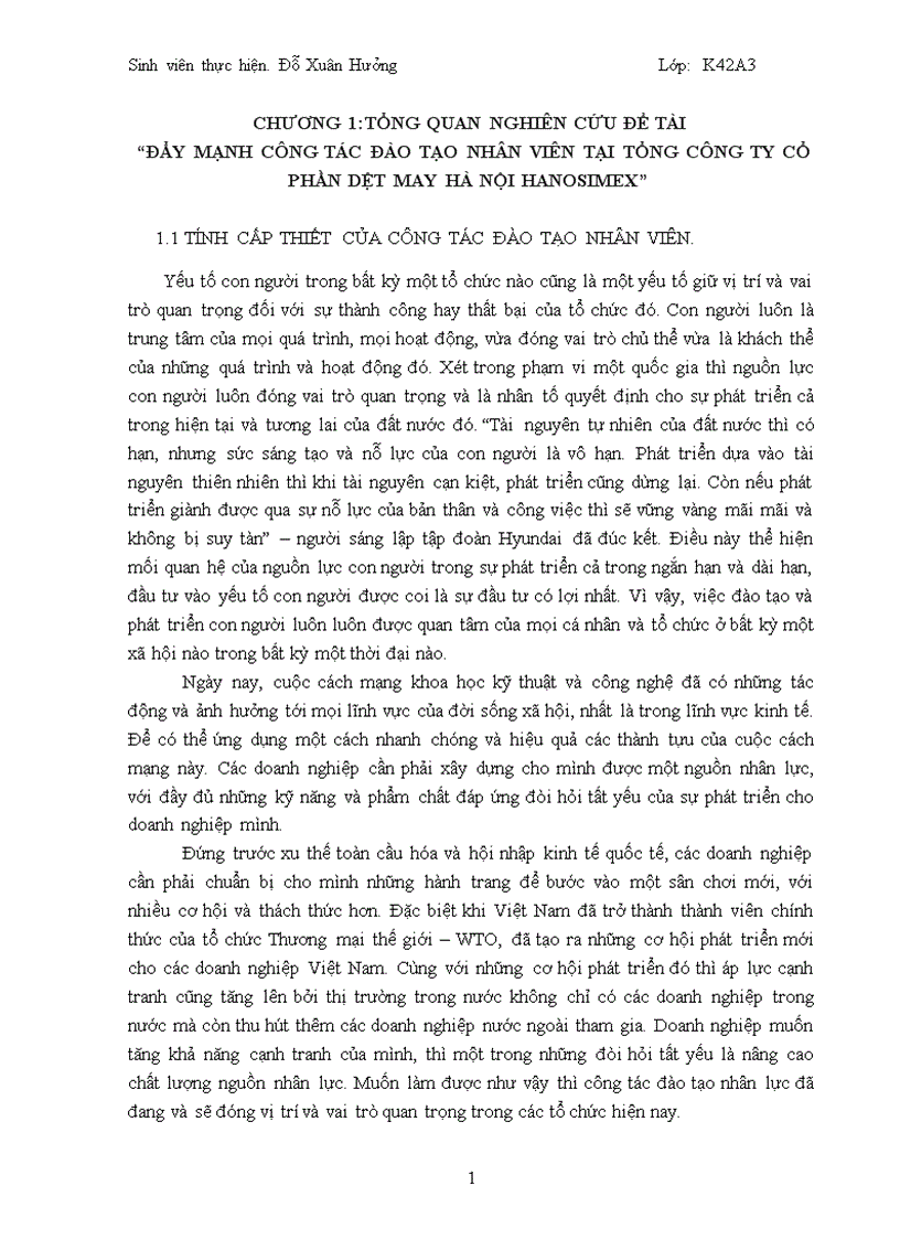 image for page Đẩy mạnh công tác đào tạo nhân viên tại tổng công ty cổ phần dệt may hà nội hanosimex