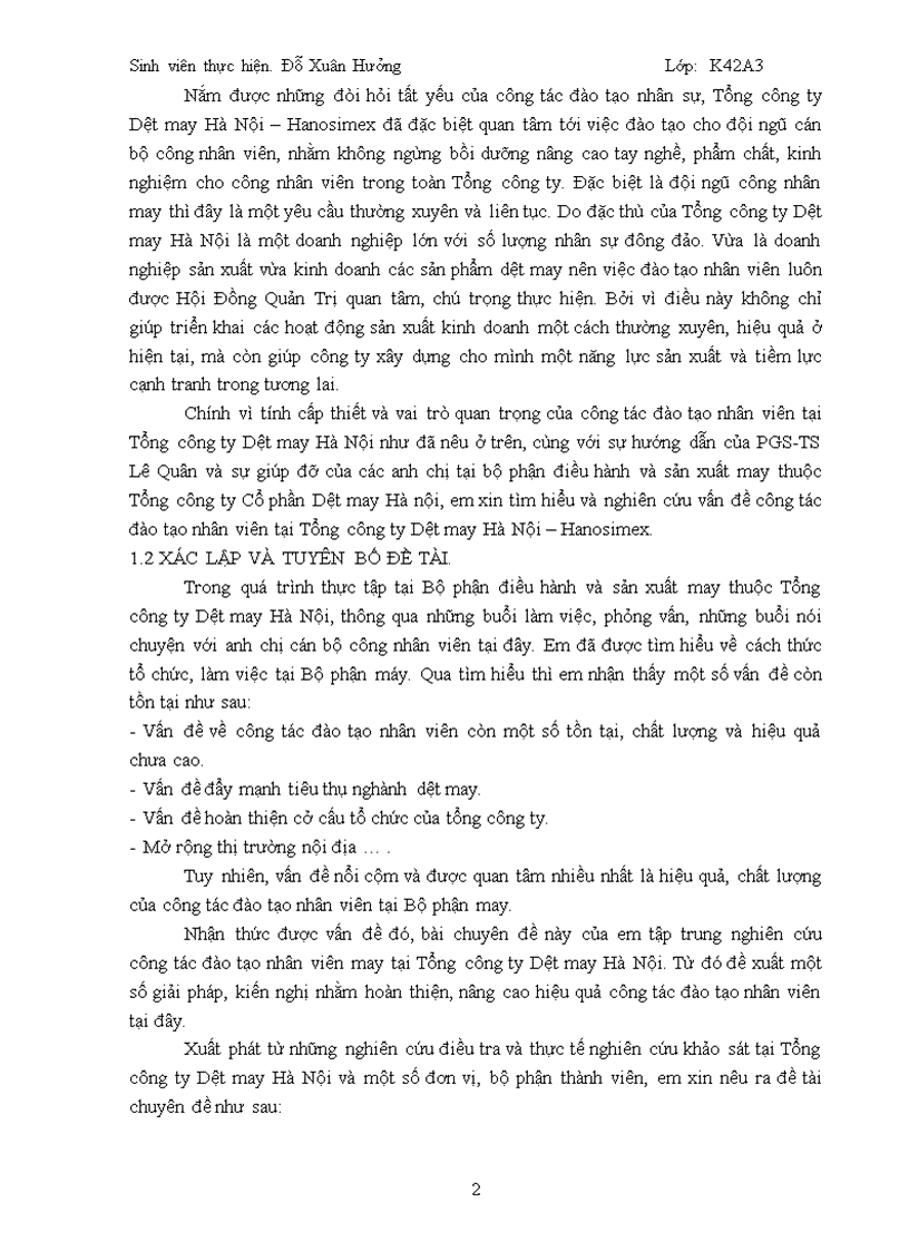 image for page Đẩy mạnh công tác đào tạo nhân viên tại tổng công ty cổ phần dệt may hà nội hanosimex