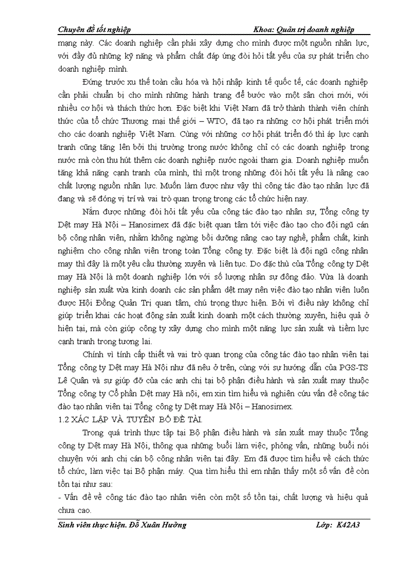 image for page Đẩy mạnh công tác đào tạo nhân viên tại Tổng công ty Cổ phần Dệt may Hà Nội Hanosimex 1