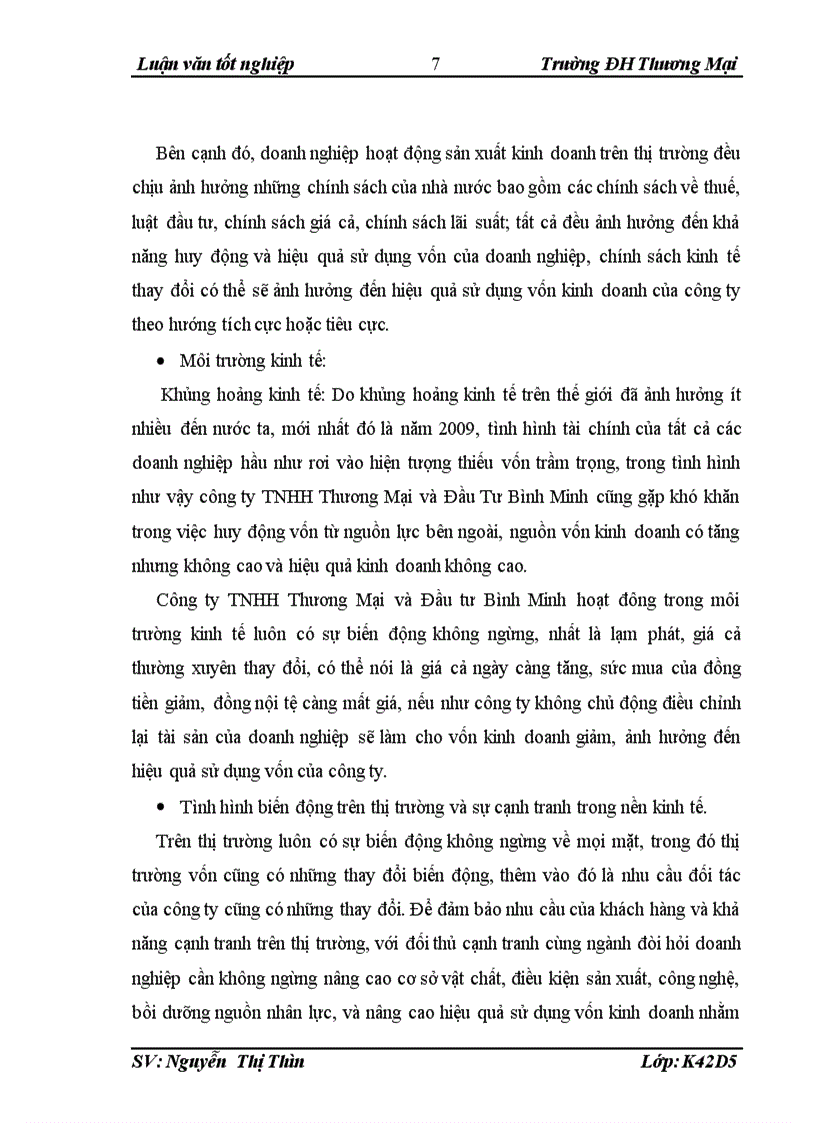 image for page Phân tích hiệu quả sử dụng vốn kinh doanh tại công ty TNHH Thương Mại và Đầu Tư Bình Minh