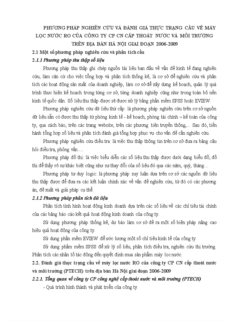 image for page Phân tích và dự báo cầu về sản phẩm máy lọc nước tinh khiết RO của công ty cổ phần Công nghệ cấp thoát nước và môi trường trên địa bàn Hà Nội đến năm 2015