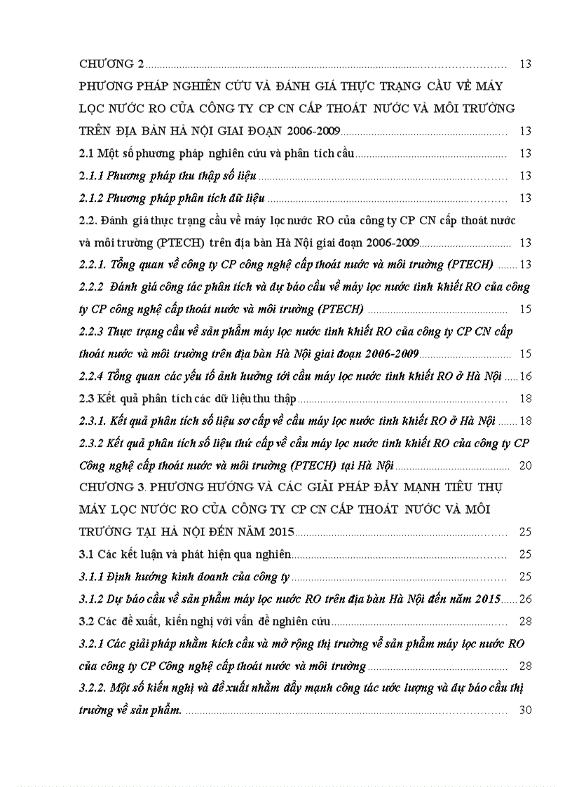 image for page Phân tích và dự báo cầu về sản phẩm máy lọc nước tinh khiết RO của công ty cổ phần Công nghệ cấp thoát nước và môi trường trên địa bàn Hà Nội đến năm 2015