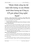 Hoàn thiện công tác kế toán tiền lương và các khoản trích theo lương tại Công ty CP giải pháp Công nghê Xanh