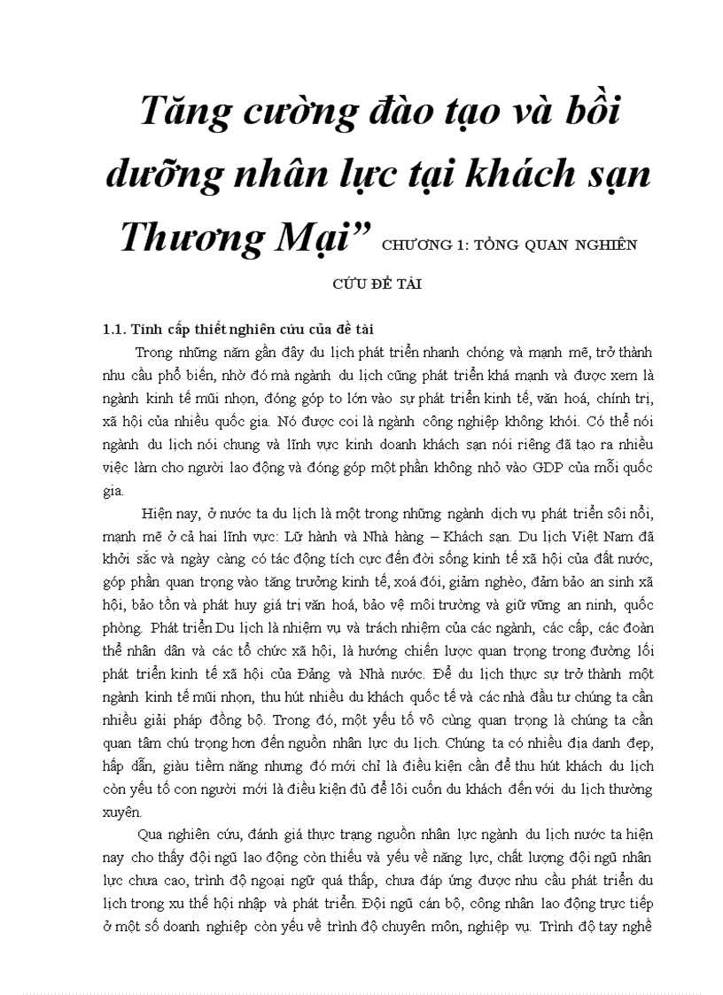 image for page Tăng cường đào tạo và bồi dưỡng nhân lực tại khách sạn Thương Mại