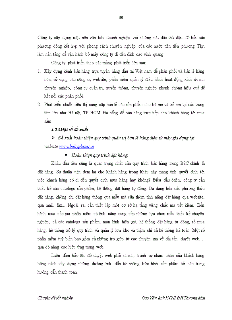 image for page Hoàn thiện quy trình bán lẻ trực tuyến tại website www babyplaza vn của công ty Cổ phần Quốc tế VNETC 3