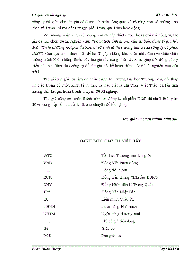 image for page Phân tích ảnh hưởng của sự biến động tỷ giá hối đoái đến hoạt động nhập khẩu thiết bị vệ sinh từ thị trường Italia của công ty cổ phần D T