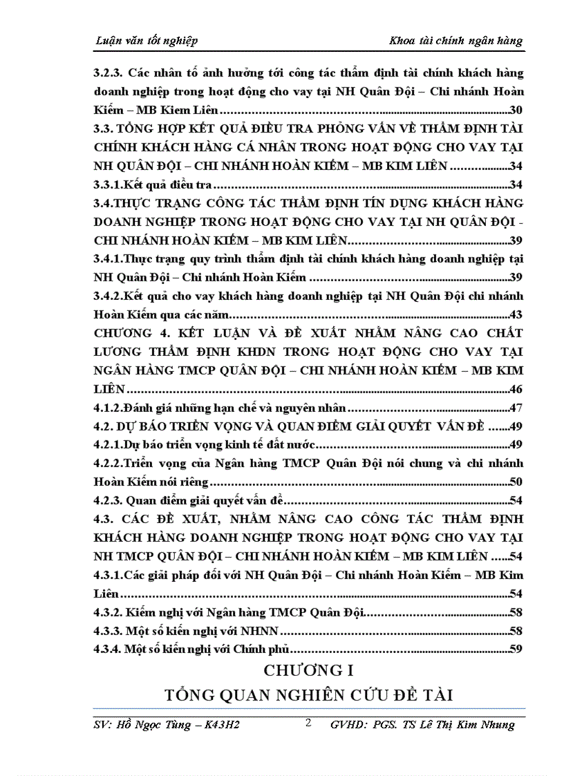Thẩm định tài chính khách hàng doanh nghiệp trong hoạt động cho vay tại NH TMCP Quân Đội Chi nhánh Hoàn kiếm MB Kim Liên