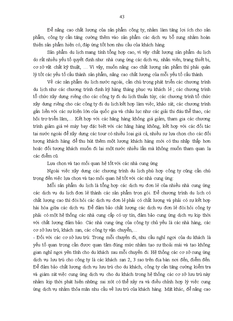 image for page Giải pháp hoàn thiện các chương trình du lịch của Công ty Lữ hành Saigontourist Hà Nội