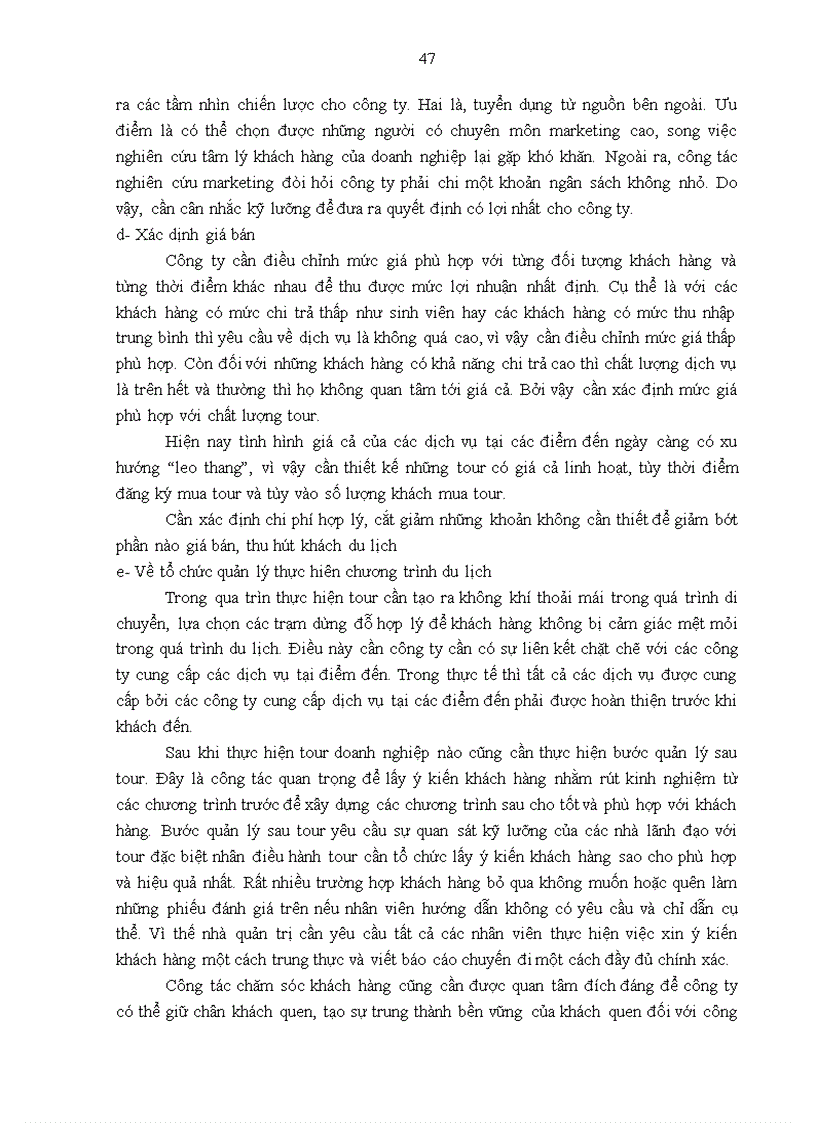 image for page Giải pháp hoàn thiện các chương trình du lịch của Công ty Lữ hành Saigontourist Hà Nội
