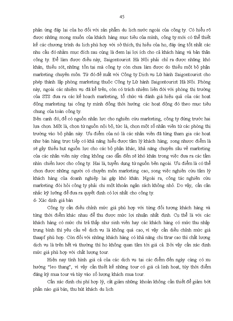 image for page Giải pháp hoàn thiện các chương trình du lịch của Công ty Lữ hành Saigontourist Hà Nội