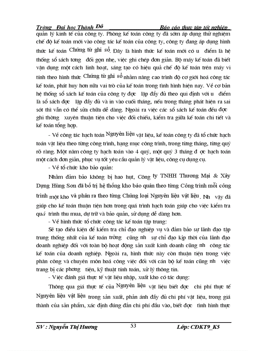 image for page Thực trạng kế toán Nguyên liệu vật liệu và công cụ dụng cụ lại Công ty TNHH Thương Mại Xây Dựng Hùng Sơn