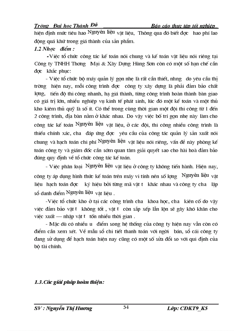 image for page Thực trạng kế toán Nguyên liệu vật liệu và công cụ dụng cụ lại Công ty TNHH Thương Mại Xây Dựng Hùng Sơn