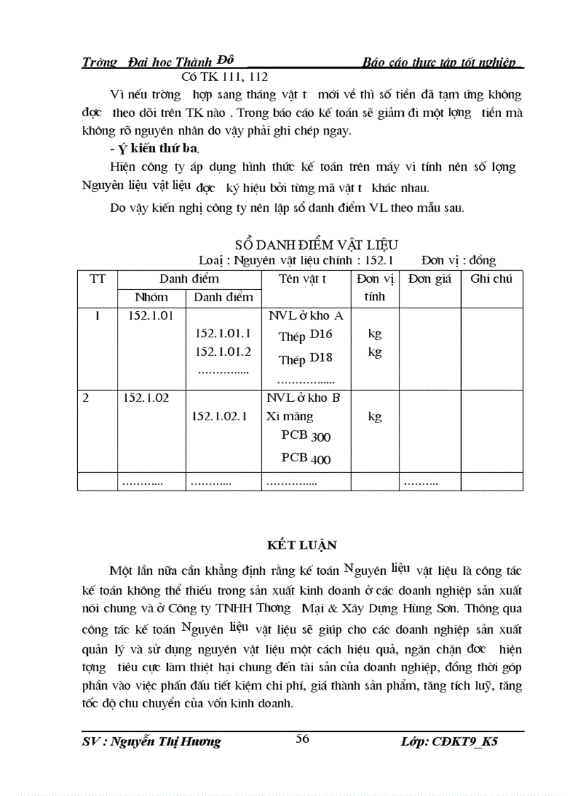 image for page Thực trạng kế toán Nguyên liệu vật liệu và công cụ dụng cụ lại Công ty TNHH Thương Mại Xây Dựng Hùng Sơn