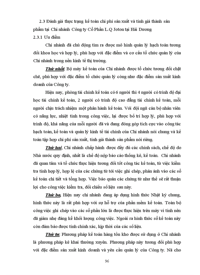 image for page Hoàn thiện Kế toán tập hợp chi phí sản xuất và tính giá thành sản phẩm tại Chi nhánh Công ty Cổ Phần L Q Joton tại Hải Dương
